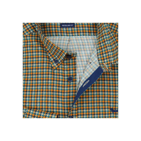 Harmont & Blaine Camicia casual Camicia Uomo con fantasia pied de poule Blu arancio - Francavilla Moda